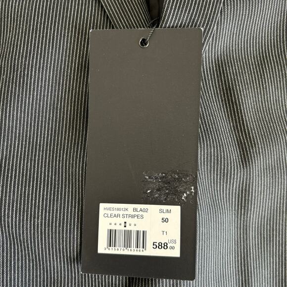 The Kooples Mens 100% Wool Slim Fit Blazer Jacket Black and White Stripe Size 50 - Picture 3 of 8